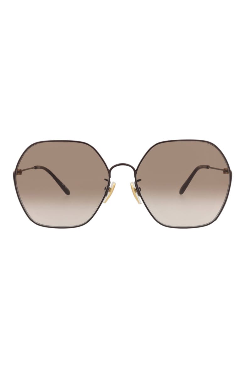 59mm Rectangular Gradient Sunglasses, Main, color, BURGUNDY/ BROWN