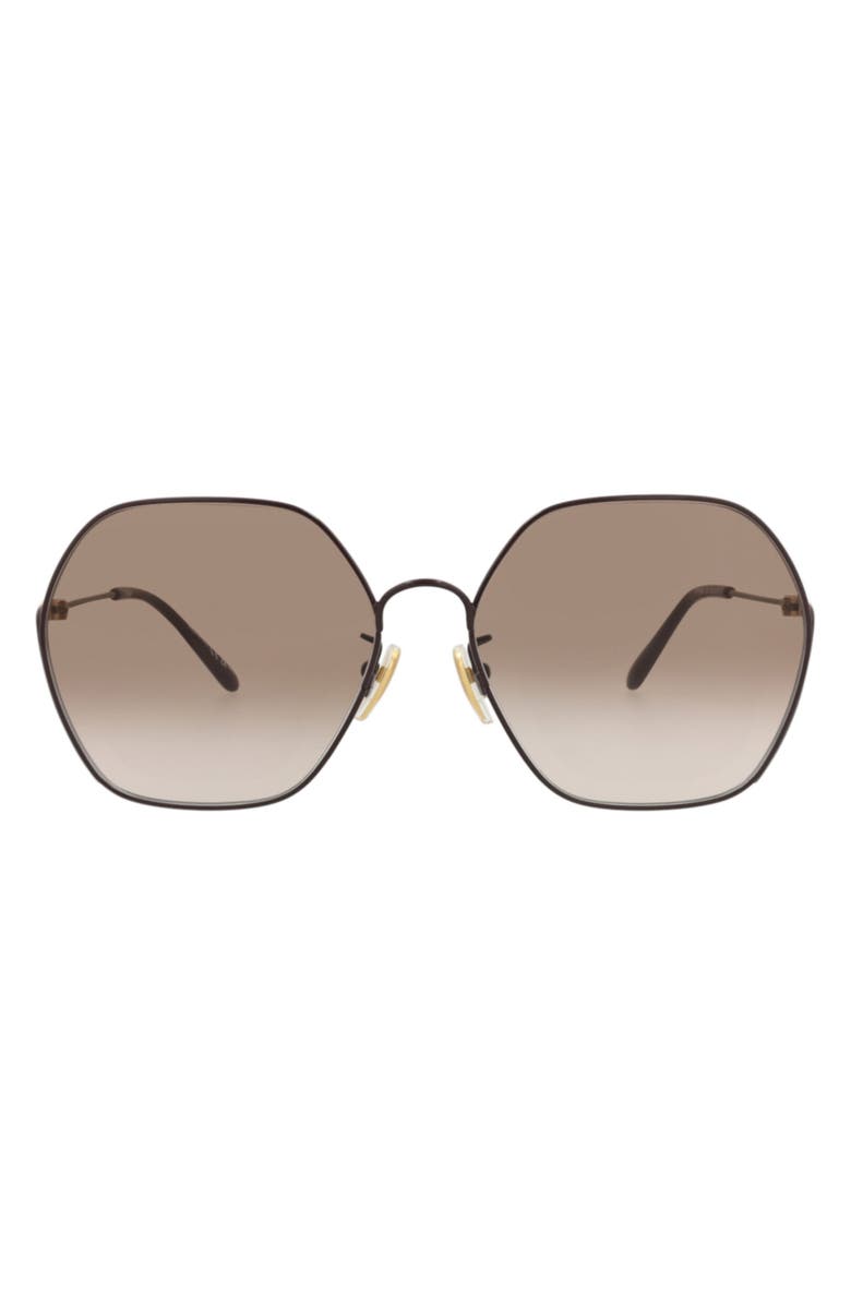 Chloé 59mm Rectangular Gradient Sunglasses, Main, color, Burgundy/ Brown
