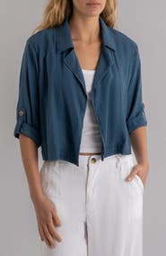 KUT from the Kloth Nadine Crop Open Front Linen Blend Jacket