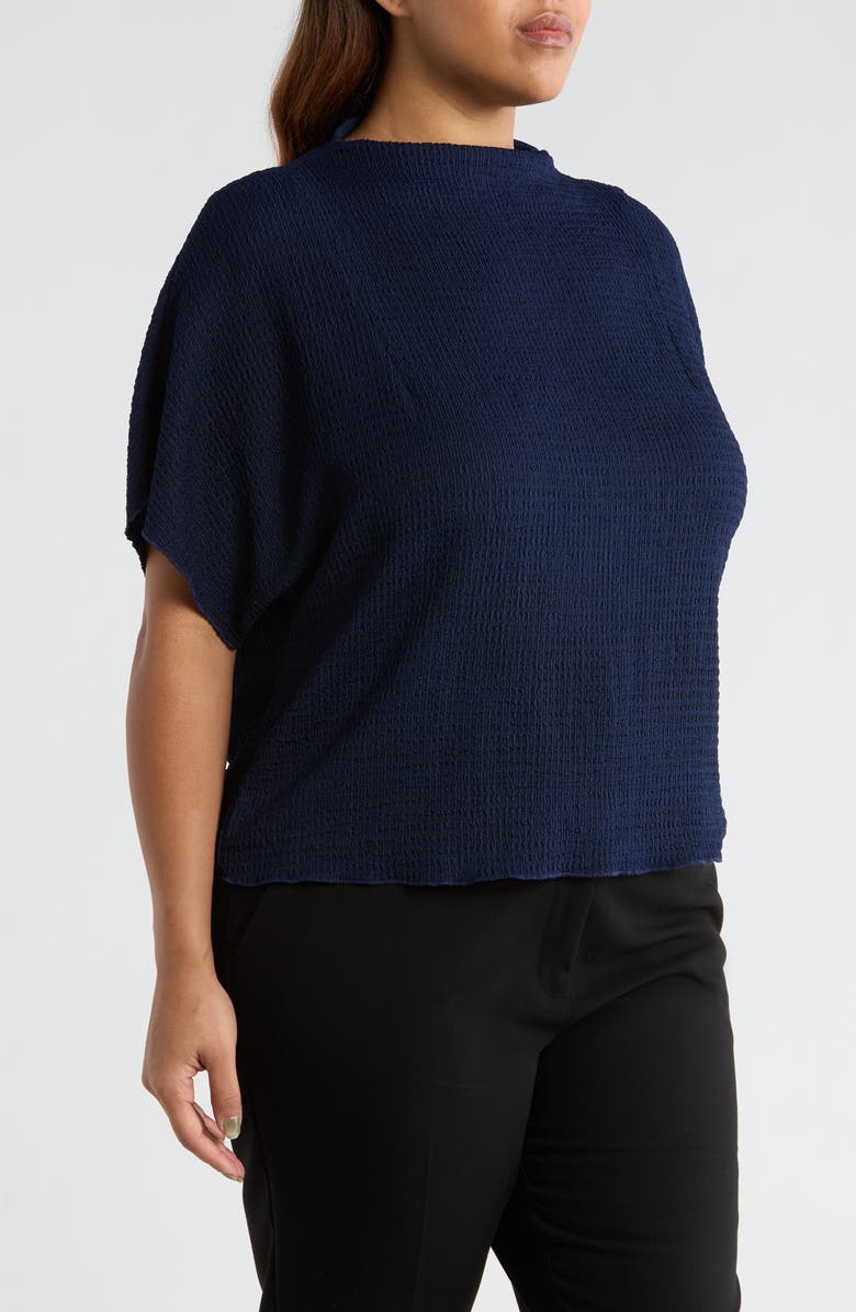 Vince Camuto Pucker Knit Top, Alternate, color, Classic Navy