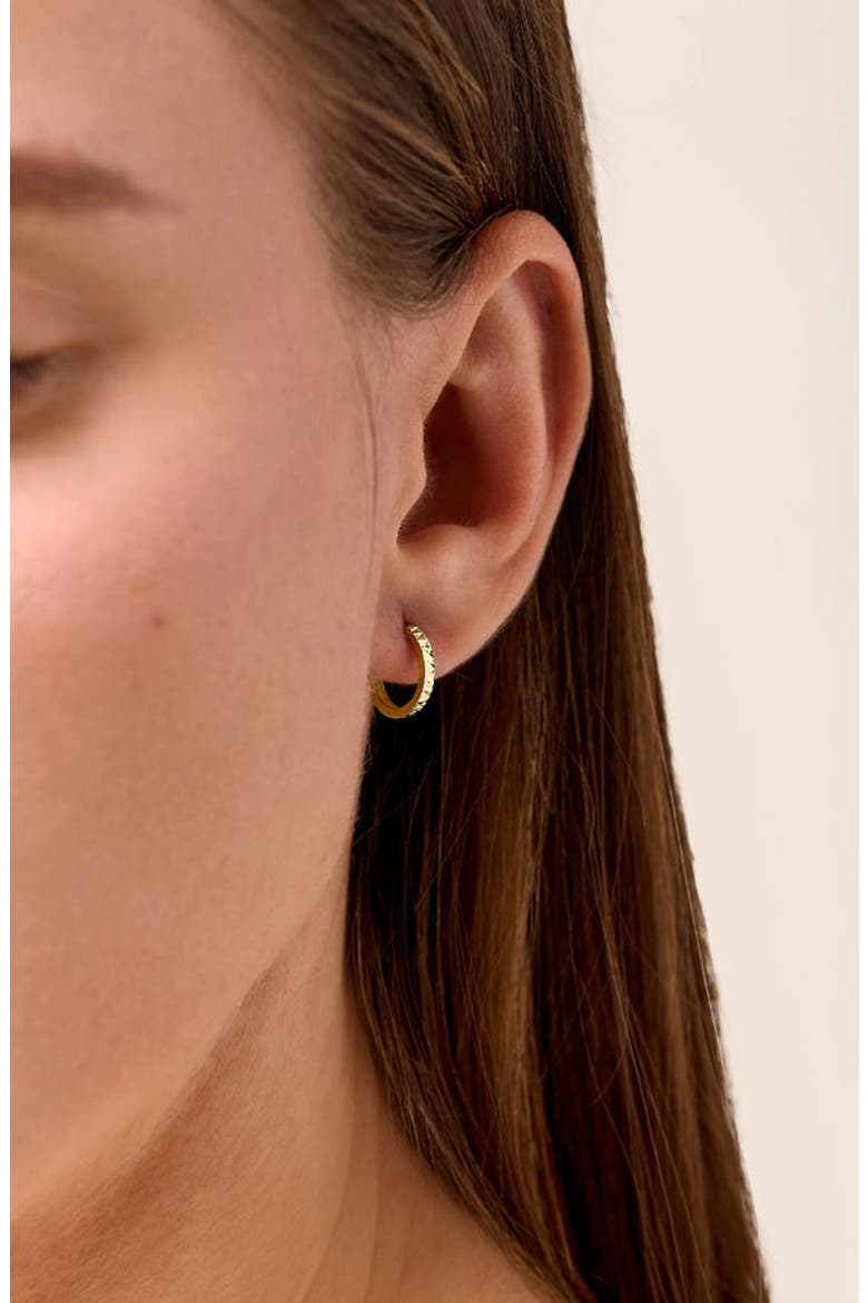 14K Gold Textured Huggie Hoop Earrings, Alternate, color, 14K YELLOW GOLD