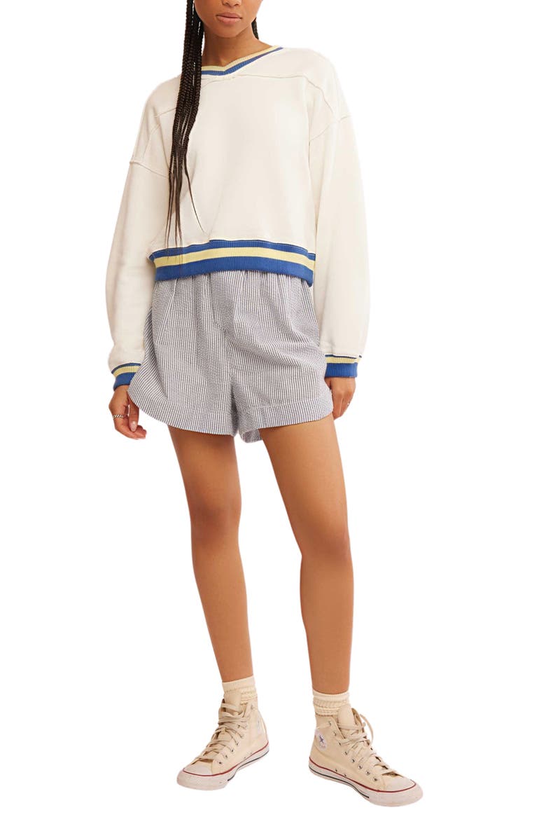 Free People Rio Crop Sweatshirt, Alternate, color, Ivory Combo