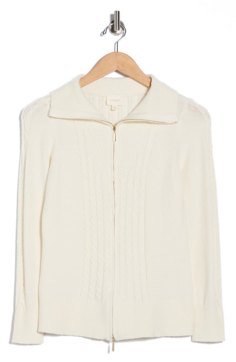 CYRUS Double Zip Cardigan, Alternate, color, Cream