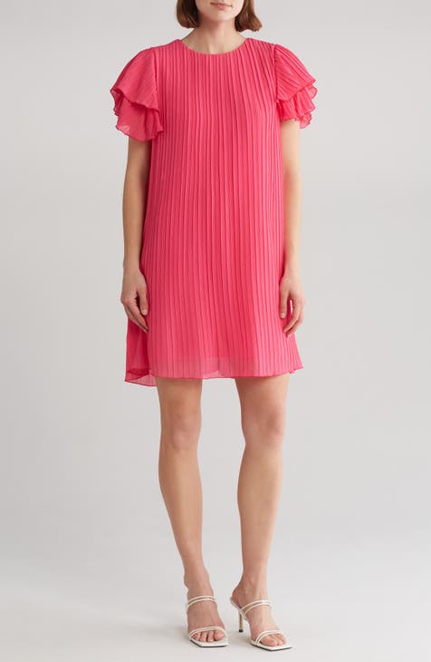 Plissé Tiered Sleeve Shift Dress