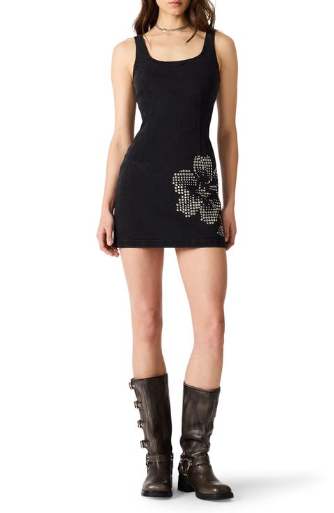 Rosella Beaded Floral Detail Denim Minidress