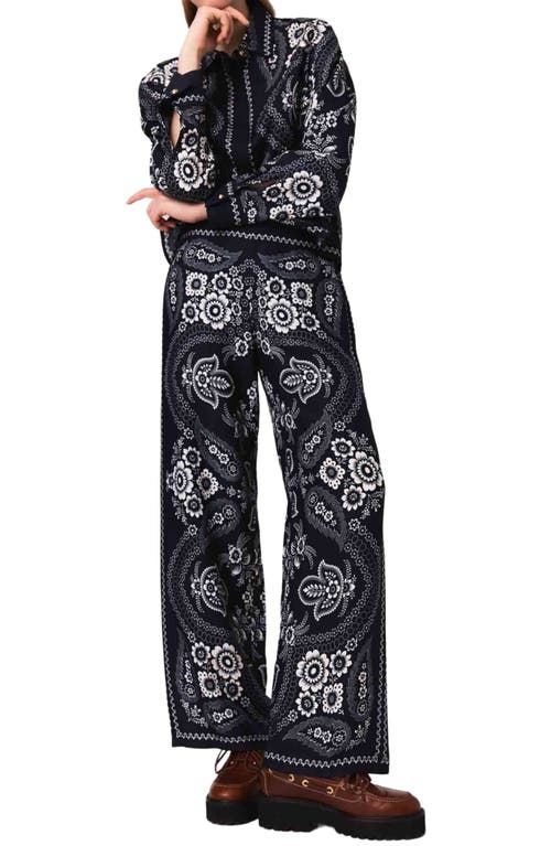 Maje Flowing Print Trousers In Black