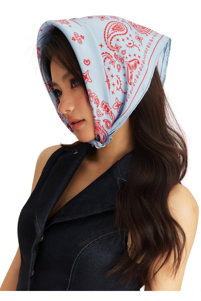 Paisley Silk Bandana Scarf 20, Alternate, color, Dreamscape Blue