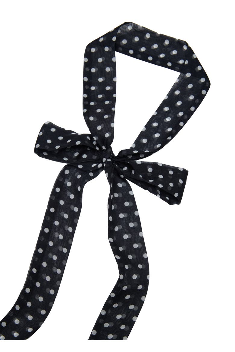 Le Petit Dot Silk Hair Ribbon Scarf, Alternate, color, Midnight Caviar