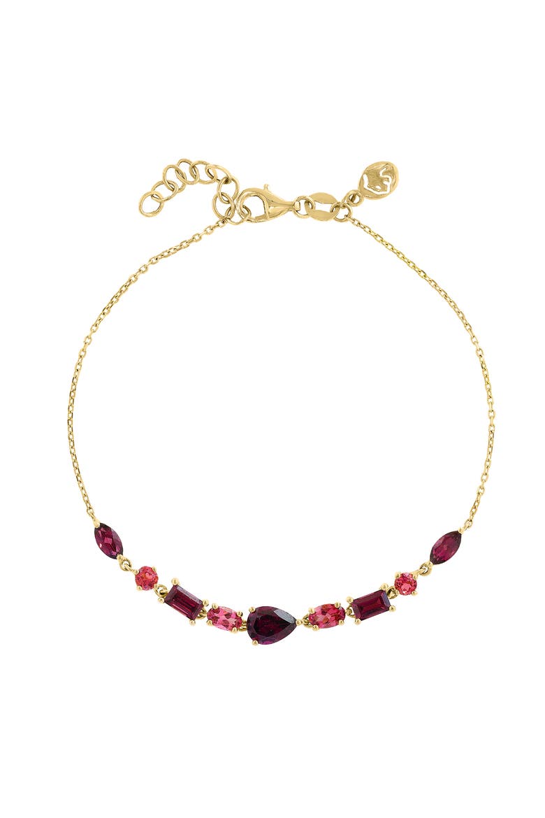 14K Yellow Gold Multi-Shape Pink Gemstone Bracelet, Alternate, color, 14K Gold