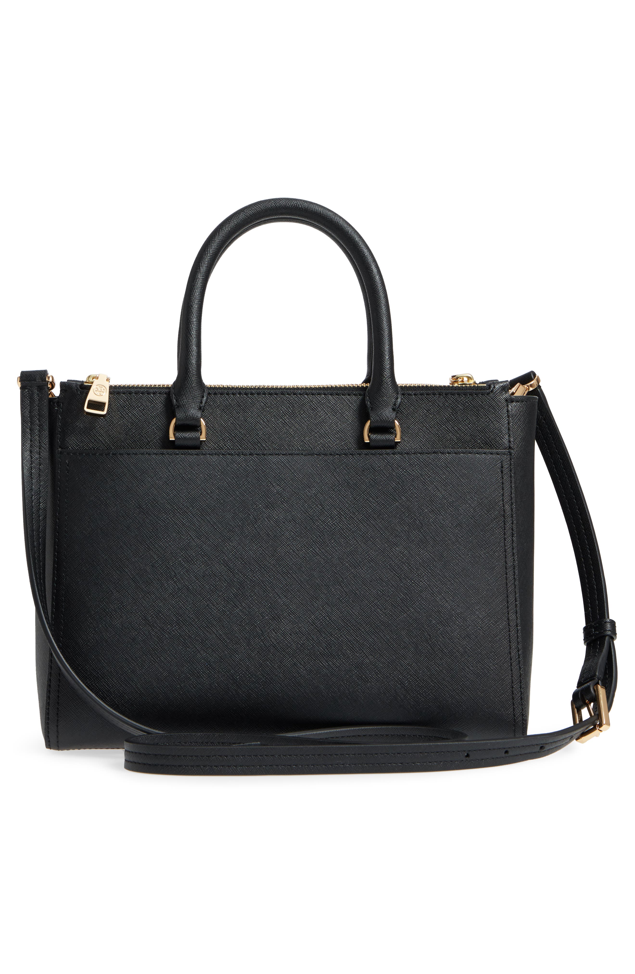 Small Robinson Double-Zip Leather Tote, Alternate, color, BLACK / ROYAL NAVY