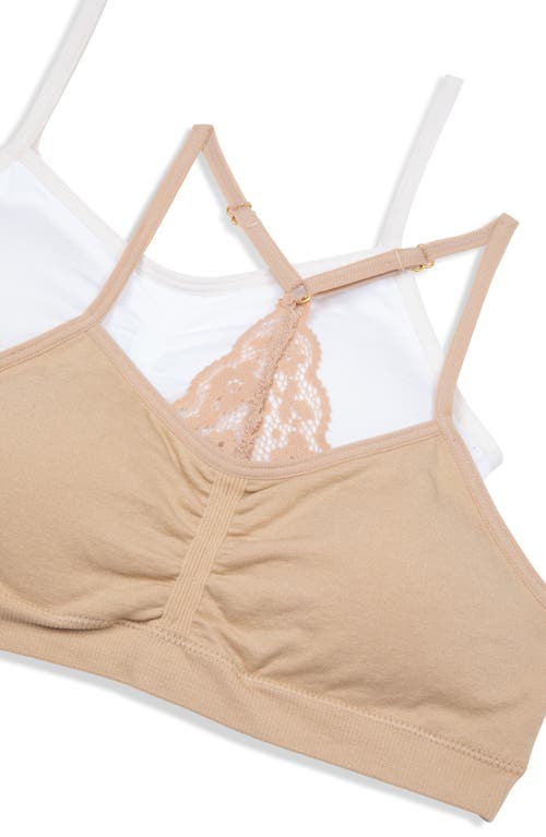 Shop Maidenform Kids' Assorted 2-pack Bralettes In Beige/white
