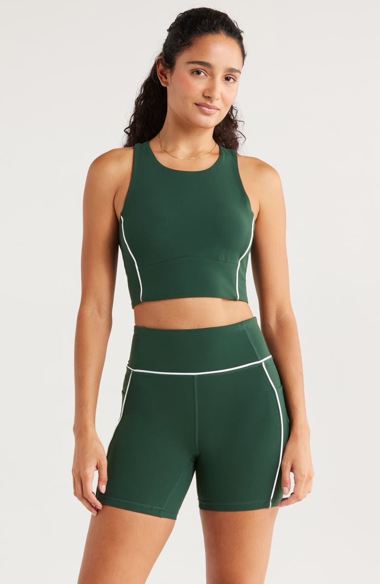 Recess Pickleball x Zella On Point Longline Sports Bra, Main, color, Green Park