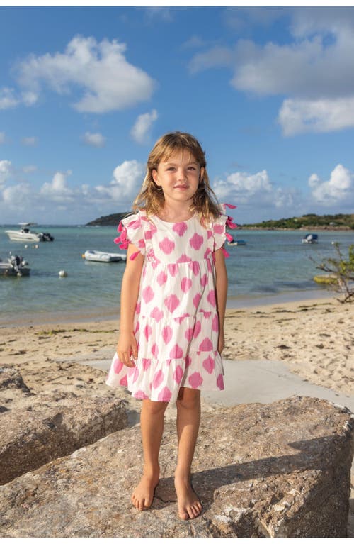 Mer St. Barth Girls' Ikat Sophie Tassel Dress - Little Kid, Big Kid In White Pink Ikat