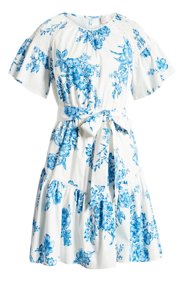 Rachel Parcell Ruffle Front Tie Stretch Cotton Dress, Alternate, color, 