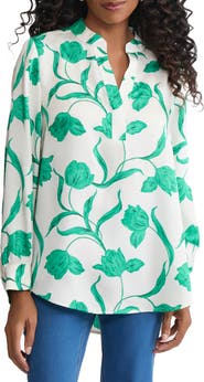 Jones New York Floral Long Sleeve Popover Shirt