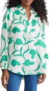 Jones New York Floral Long Sleeve Popover Shirt