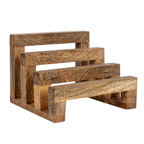 Storied Home 6 Inches Mango Wood Cutting Board Stand With 3 Sections For Kitchen, Natural In Brown