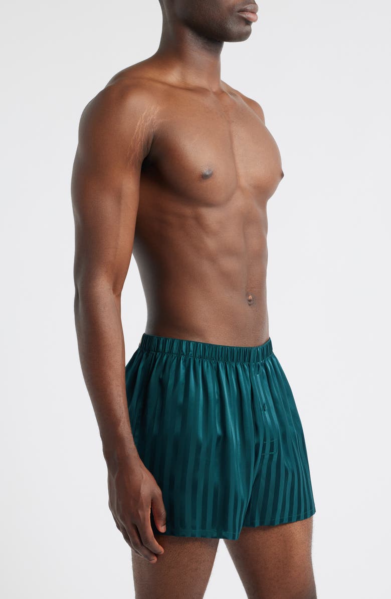 Lunya Stripe Jacquard Washable Silk Boxer Shorts, Alternate, color, Dusky Cypress Jacquard
