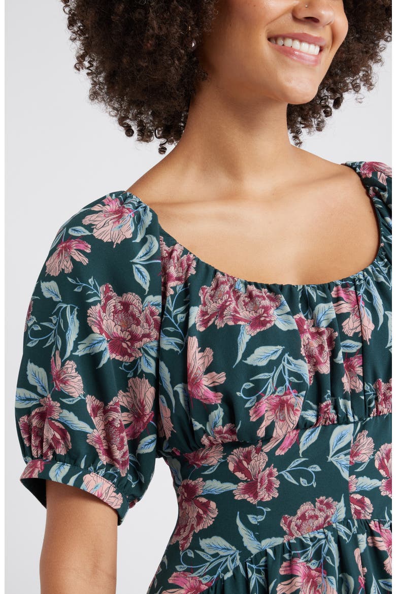 Floral Fit & Flare Midi Dress, Alternate, color, GREEN FRANNIE FLORAL
