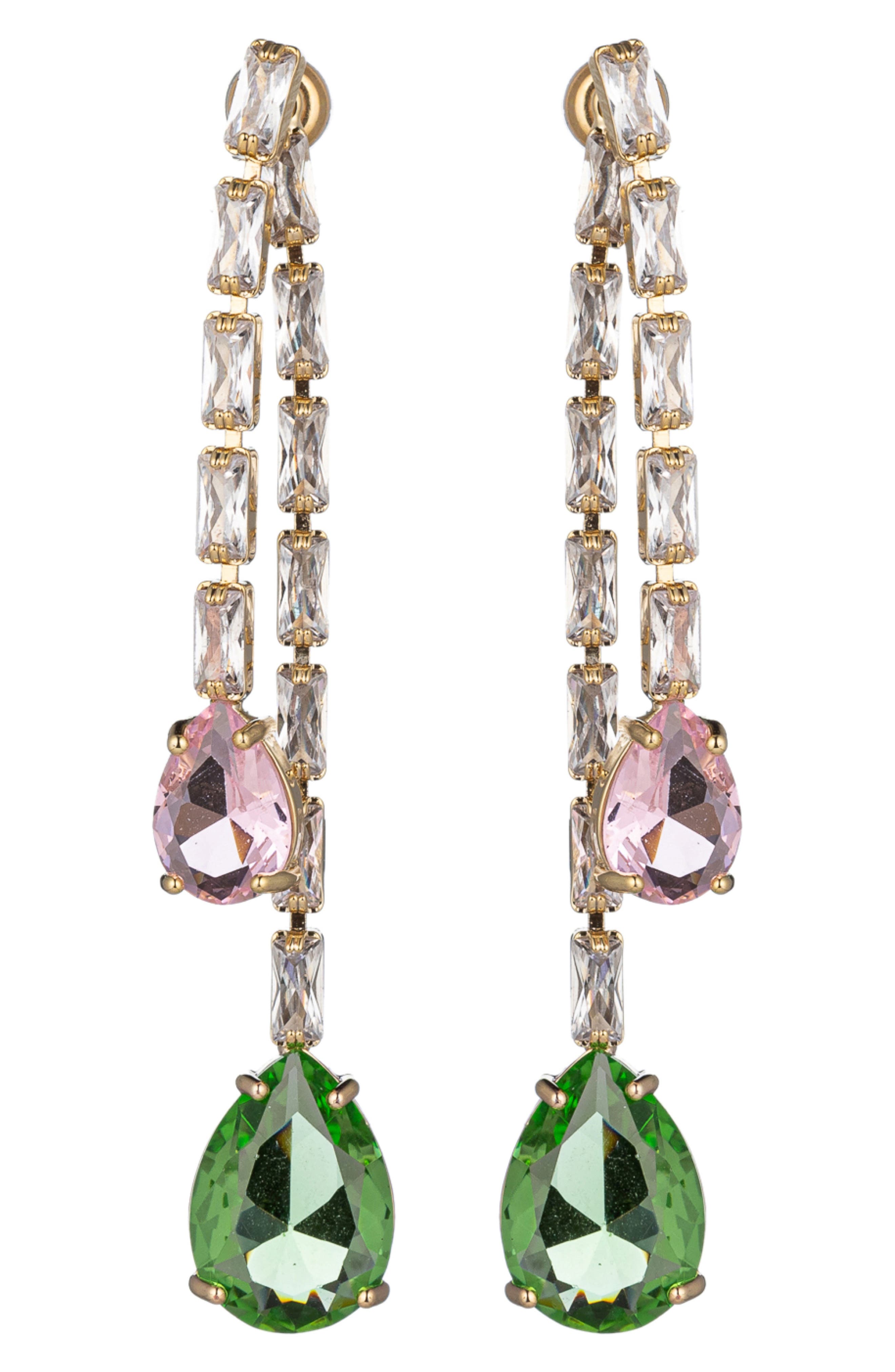 EYE CANDY LOS ANGELES Liana CZ Double Linear Drop Earrings