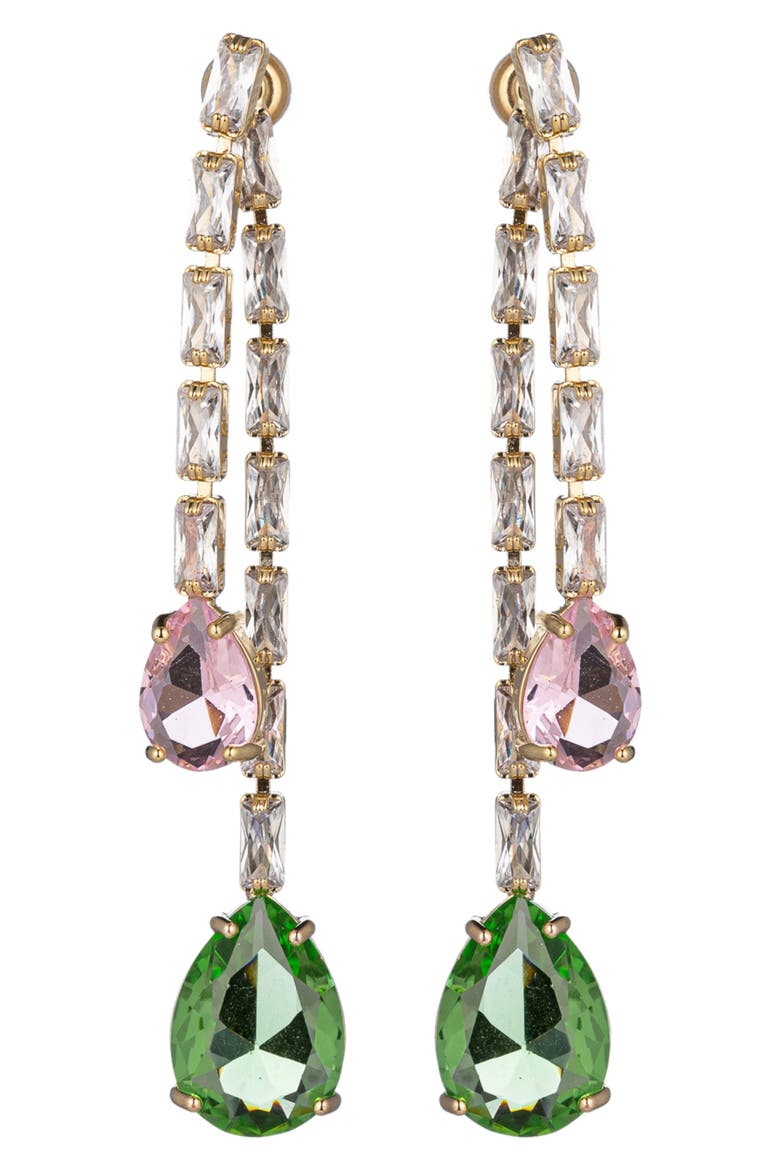 Liana CZ Double Linear Drop Earrings, Main, color, GOLD