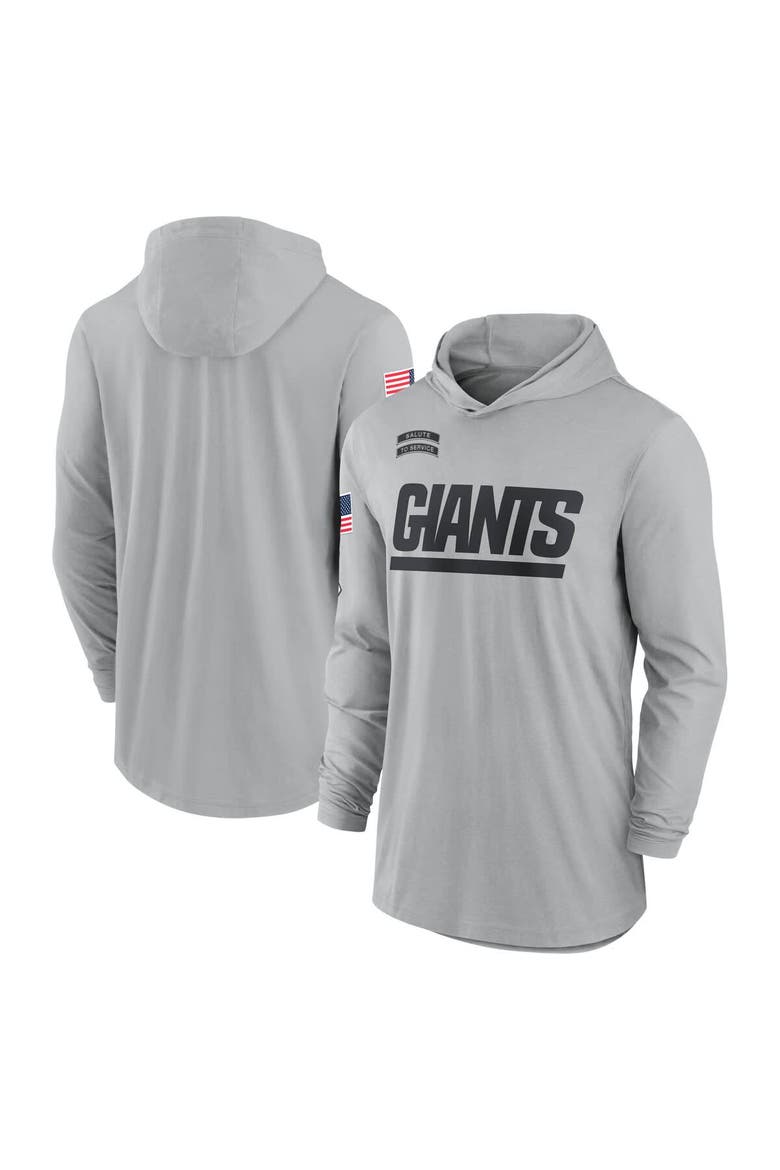 Men's Nike Gray New York Giants 2024 Salute to Service Lightweight Performance Long Sleeve Hooded T-Shirt, Main, color, Gray