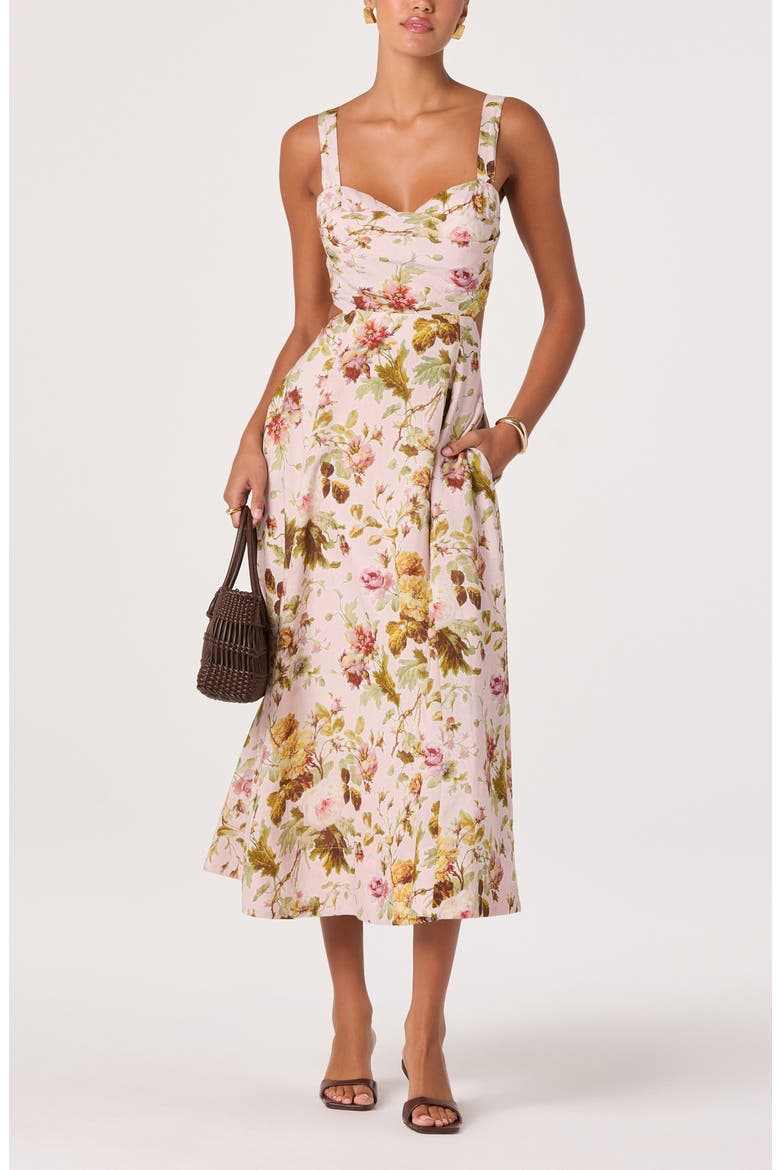Ciana Floral Tie Strap Dress, Alternate, color, PINK GREEN BLOOM