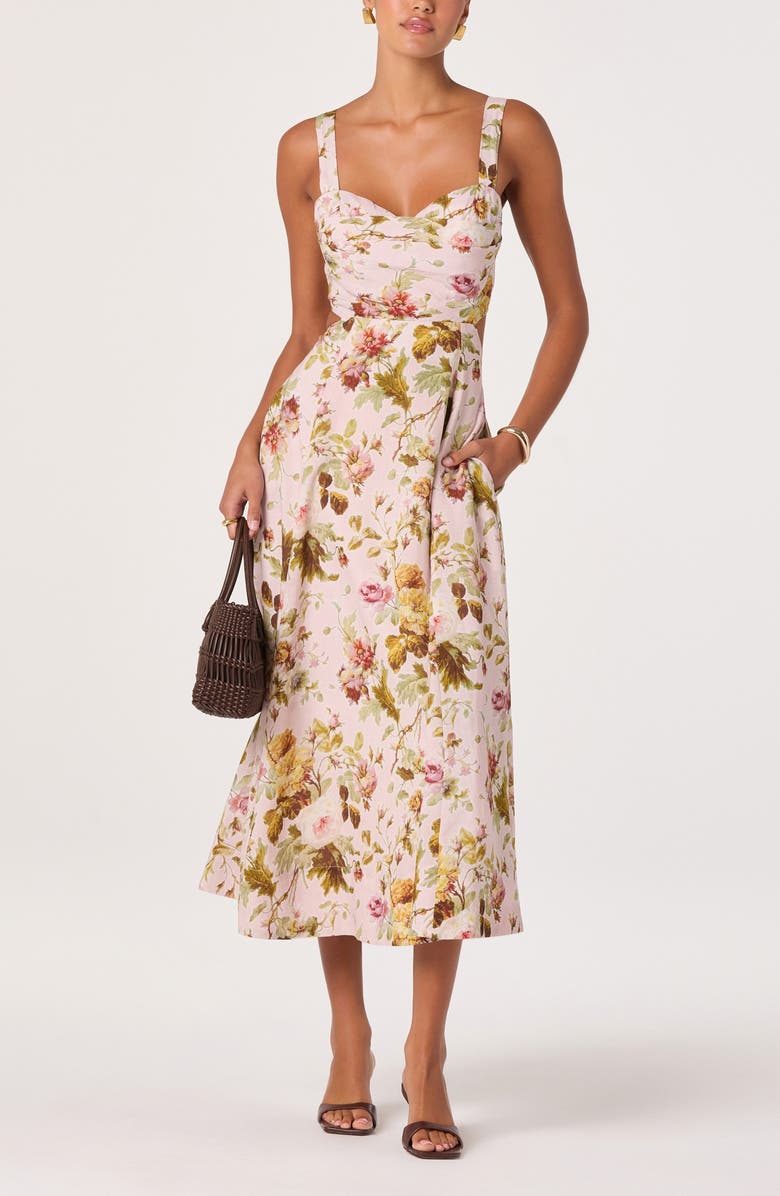 ASTR the Label Ciana Floral Tie Strap Dress, Alternate, color, Pink Green Bloom
