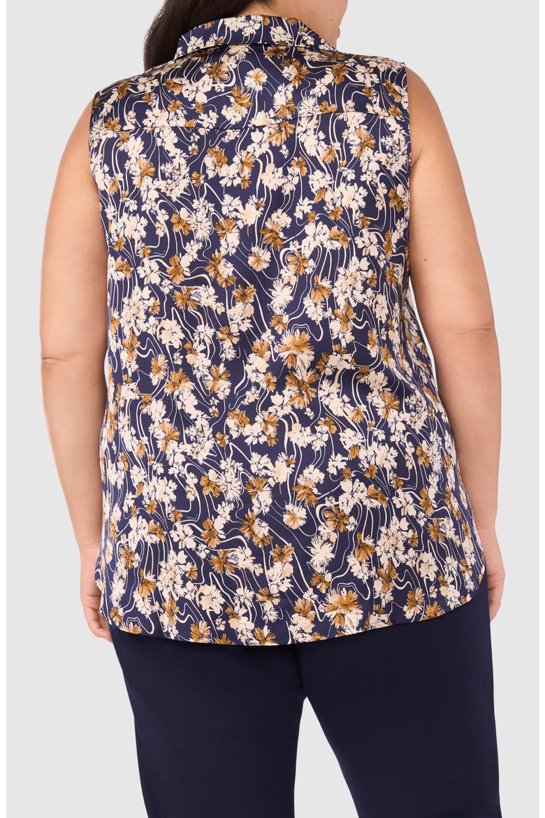 Printed Sleeveless Button-Up Top, Alternate, color, CLASSIC NAVY