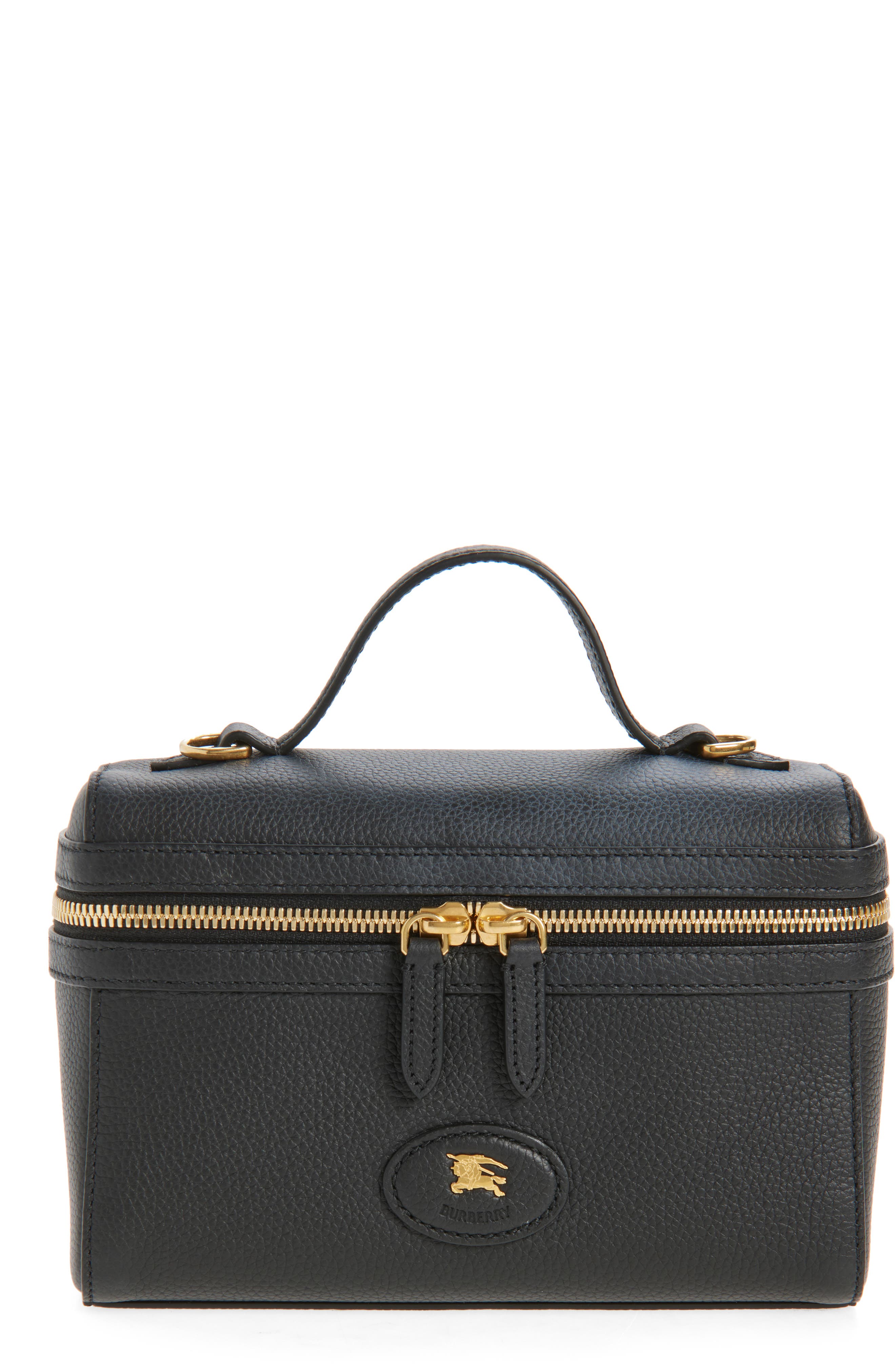 Bloomsbury Leather Vanity Bag, Main, color, BLACK/BLACK CALICO