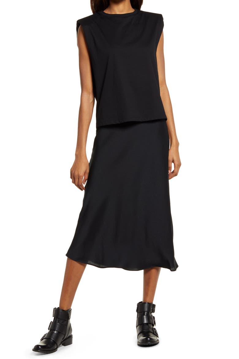 Tierny Coni 2-in-1 Dress, Main, color, BLACK