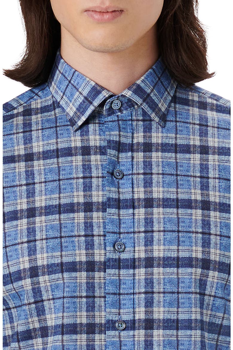Julian Shaped Fit Plaid Stretch Button-Up Shirt, Alternate, color, CLASSIC BLUE