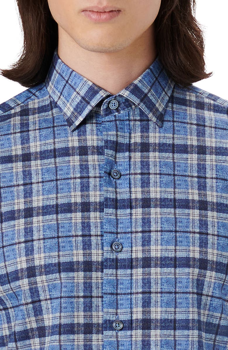 Bugatchi Julian Shaped Fit Plaid Stretch Button-Up Shirt, Alternate, color,