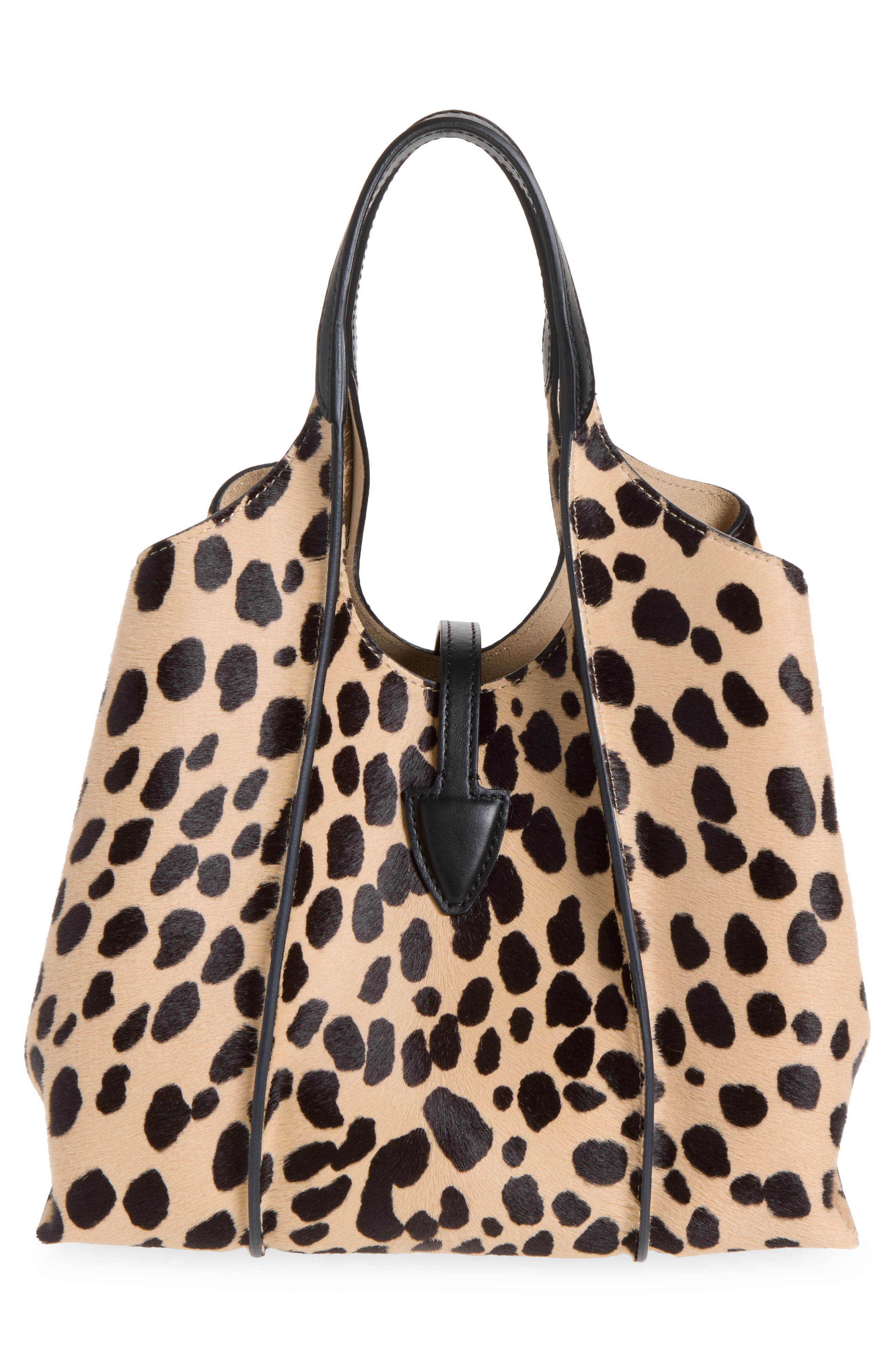 Mini T Timeless Calf Hair Shopping Tote, Alternate, color, NATURALE SCURO/ NERO