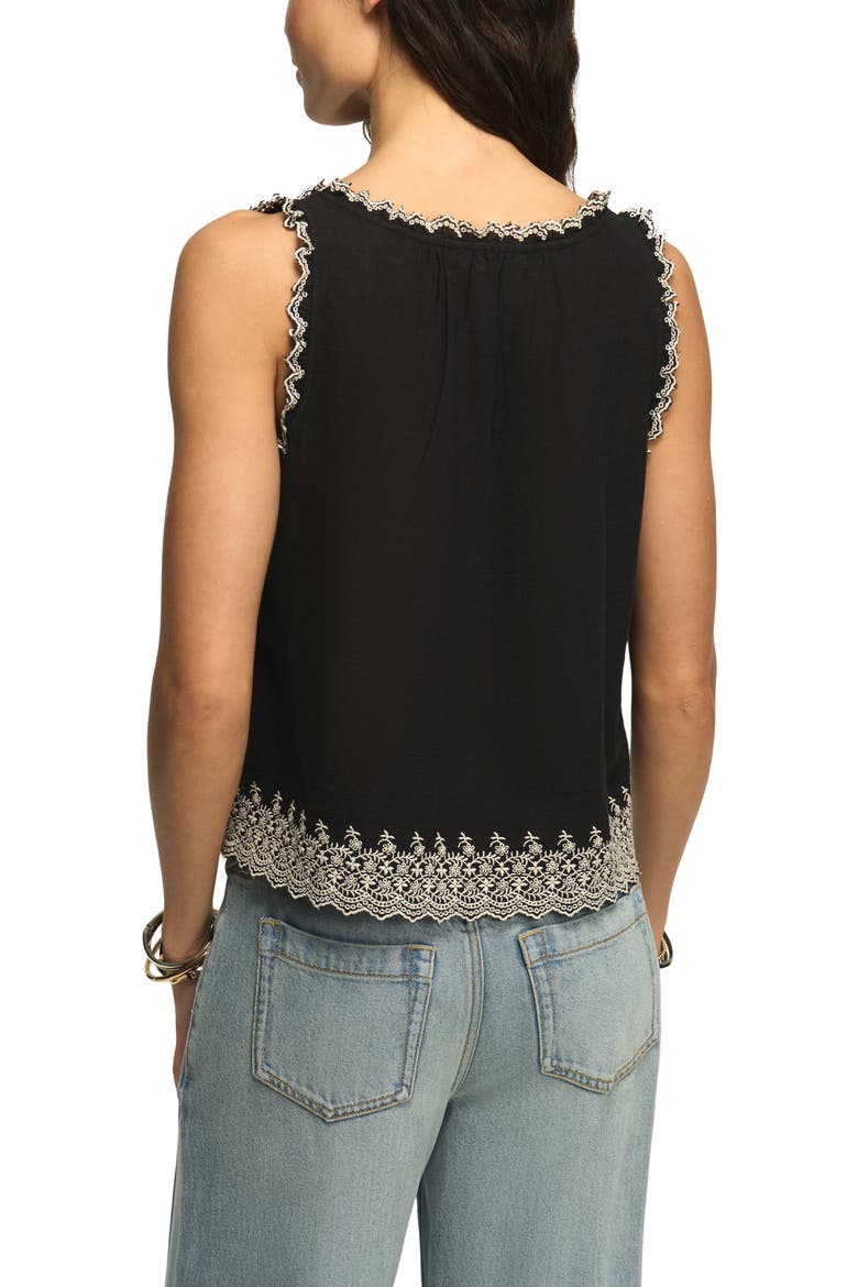 Floral Embroidered Cotton Swing Tank, Alternate, color, CAVIAR