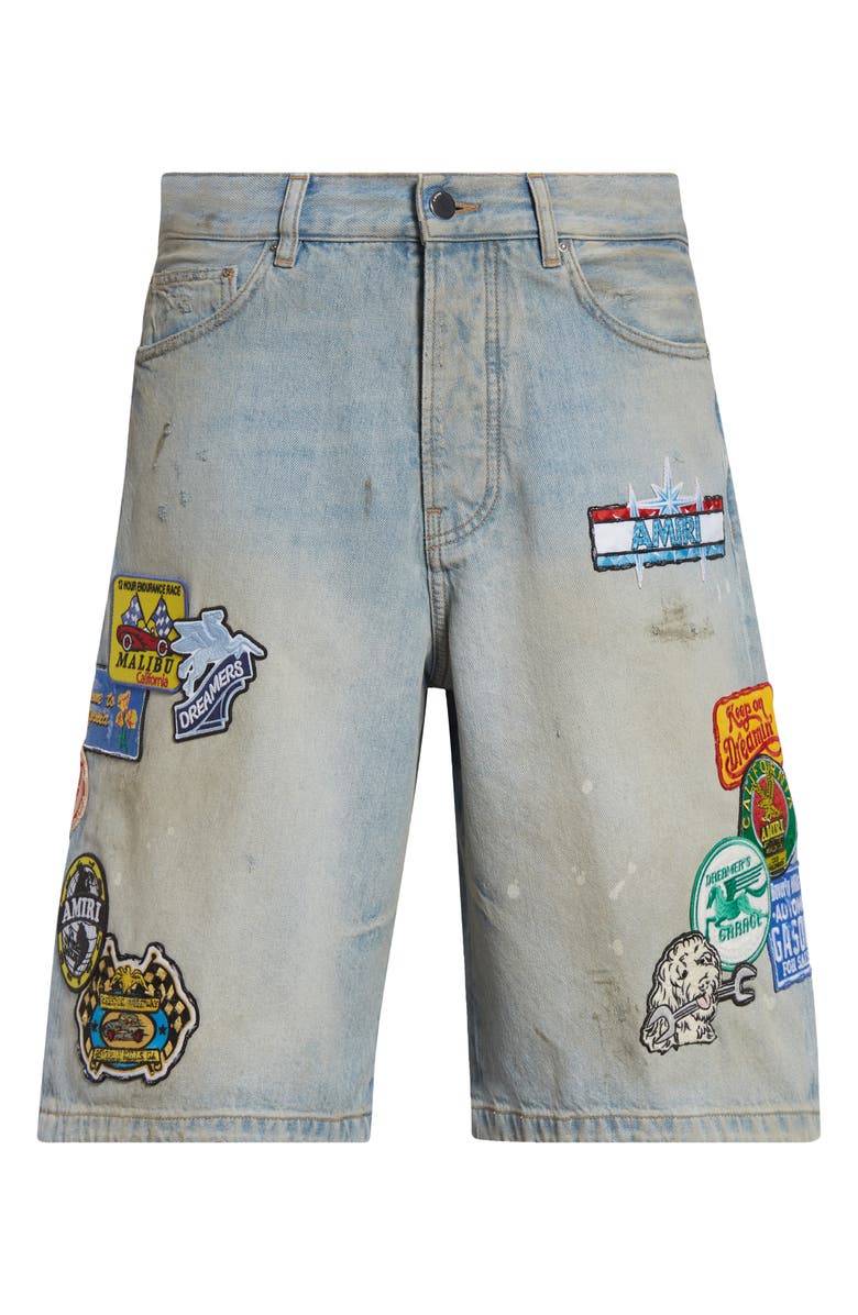 AMIRI Station Patch Denim Shorts, Alternate, color, Perfect Antique Indigo