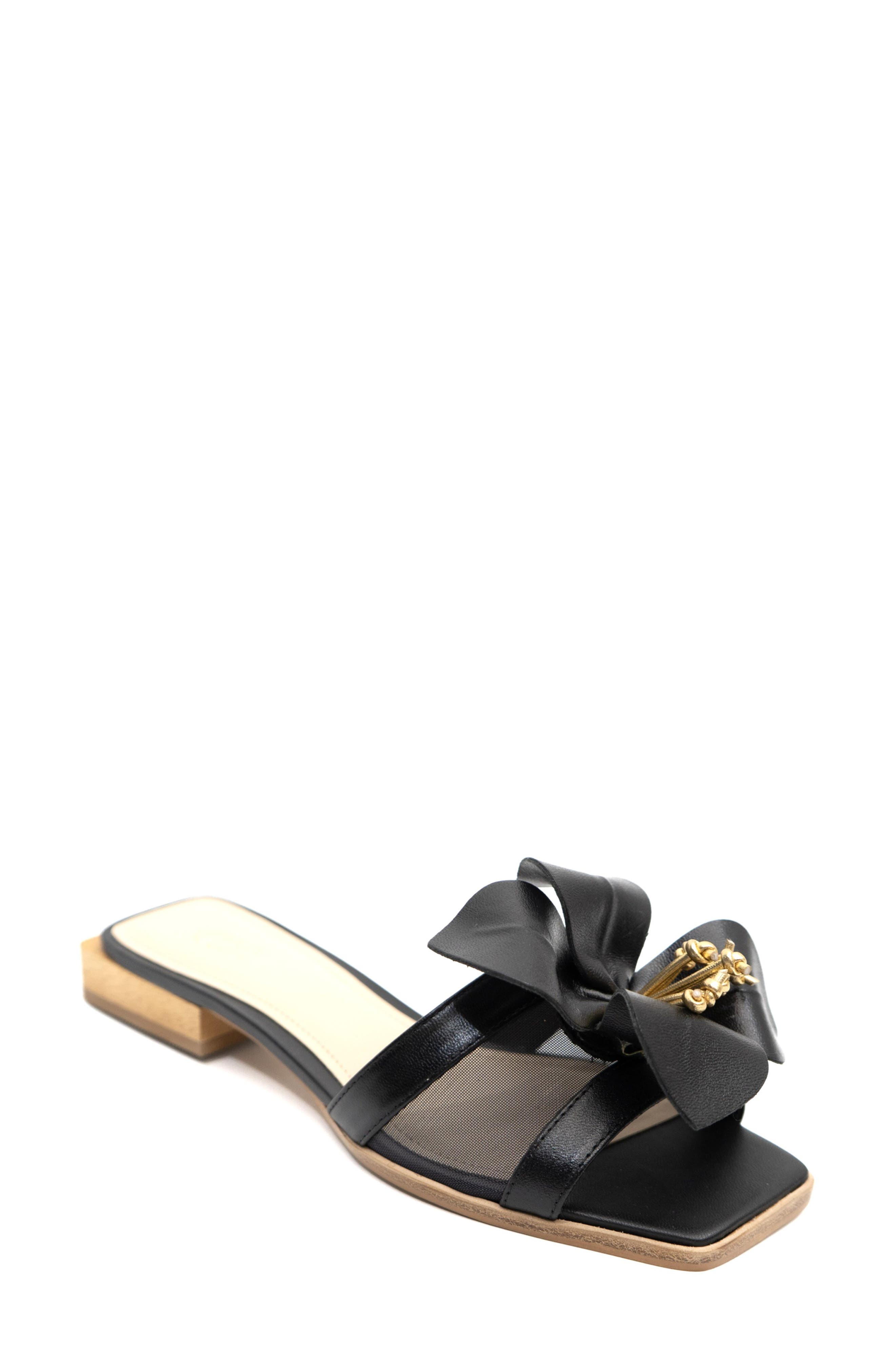 Blossom Slide Sandal, Main, color, BLACK