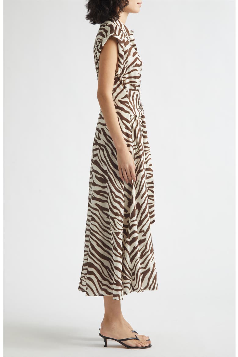 Serena Rolled Sleeve Zebra Print Midi Shirtdress, Alternate, color, NATURAL ZEBRA