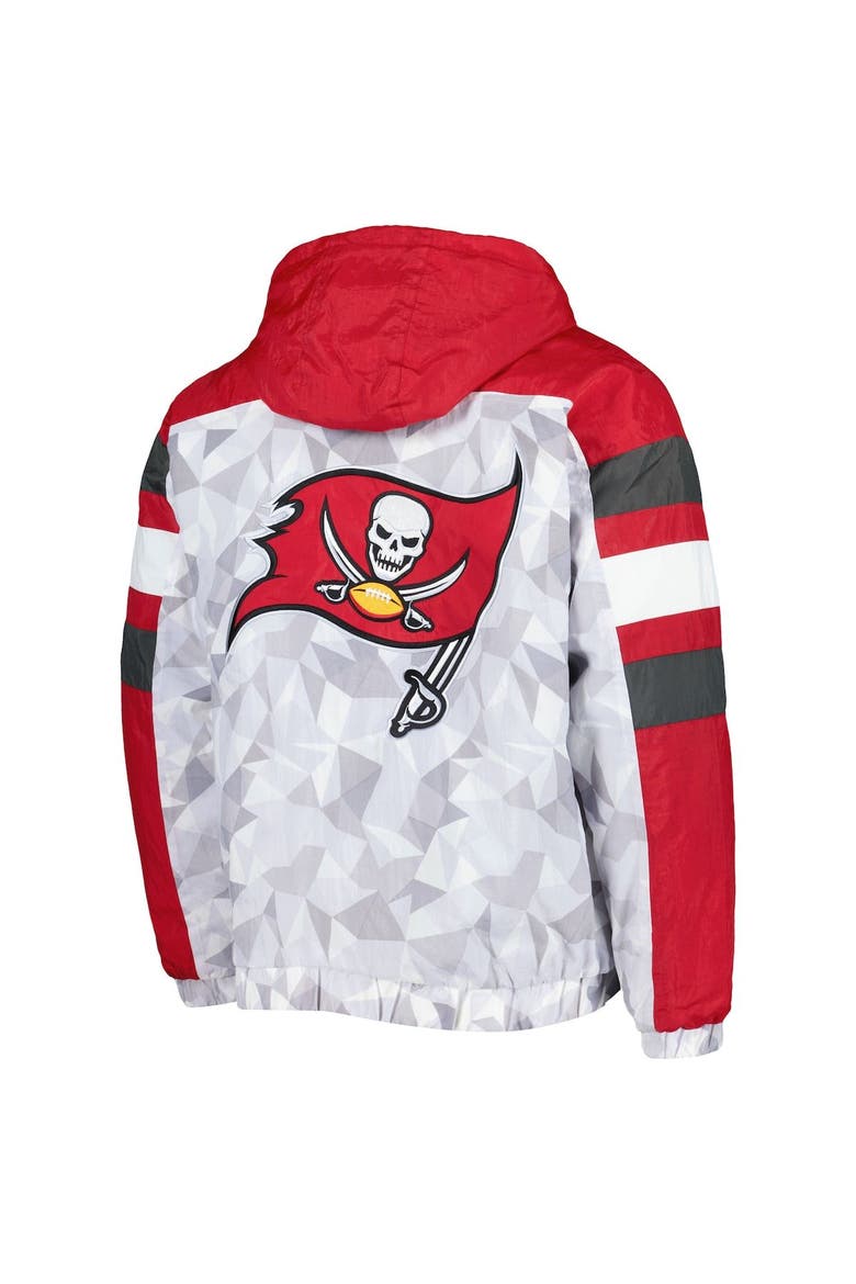 Men's Starter White/Red Tampa Bay Buccaneers Thursday Night Gridiron Raglan Half-Zip Hooded Jacket, Alternate, color, White