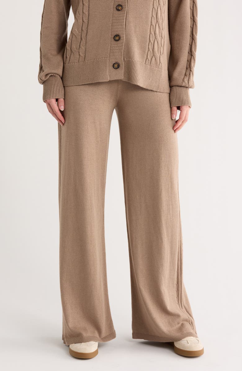 Splendid Emily Cable Knit Pants, Main, color, Toast Brown