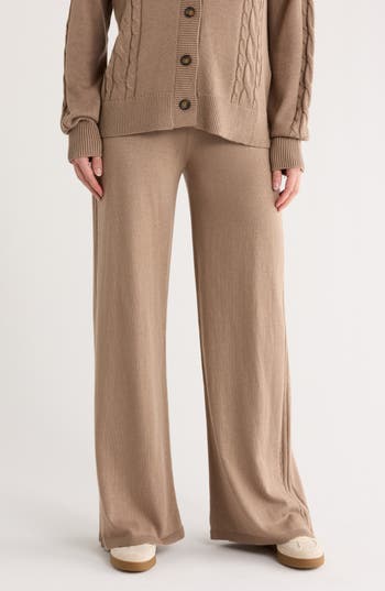 Splendid Emily Cable Knit Pants In Animal Print