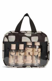 Clear Toiletry Bag with 6 Bottles