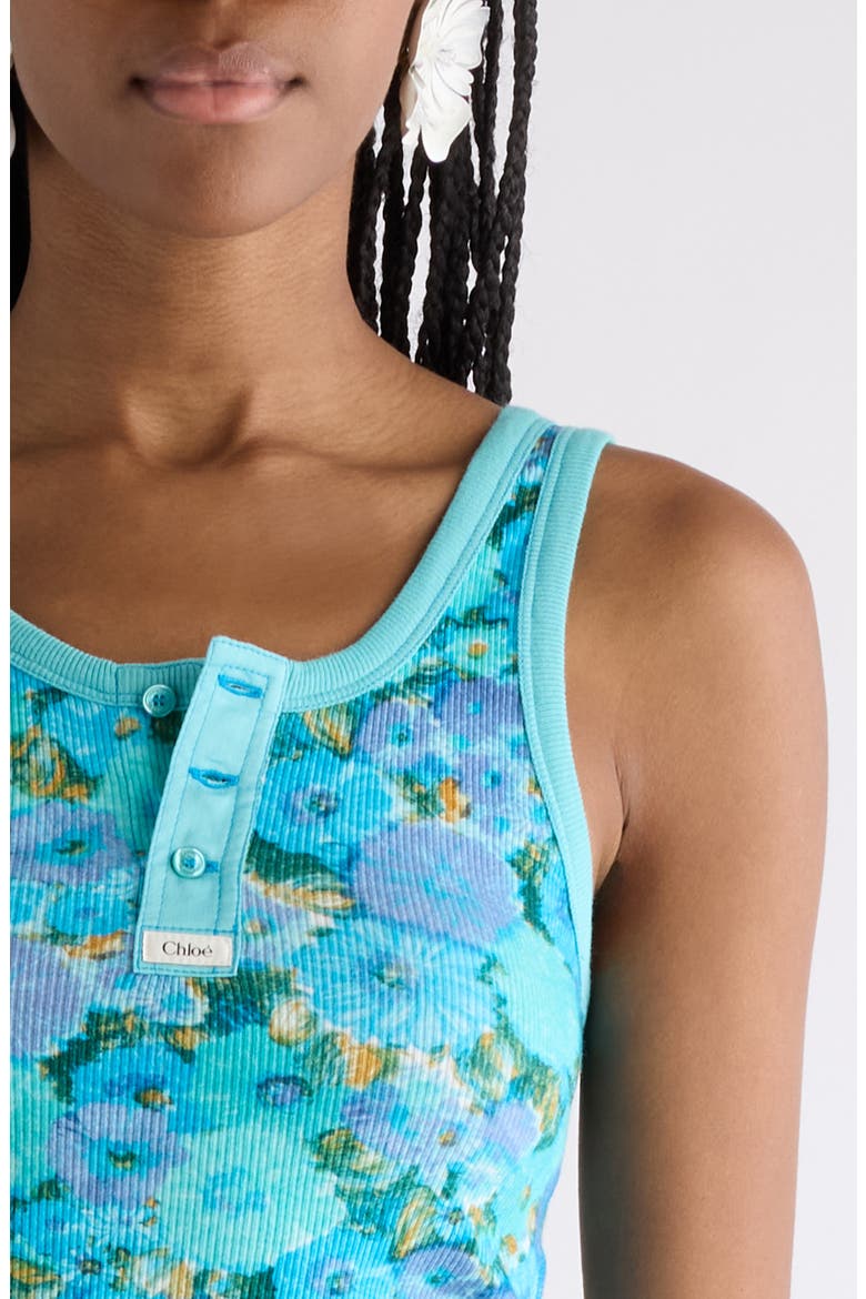 Daisy Print Rib Jersey Tank, Alternate, color, MULTICOLOR BLUE