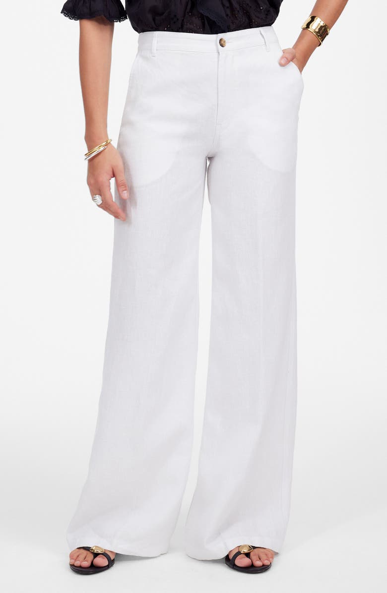 Madewell The Zoe Relaxed Wide Pant Linen Pants, Main, color, Salt