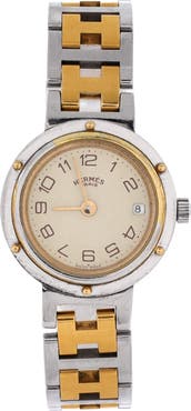 Pre-Owned Hermes Clipper Quartz Watch Stainless Steel with Plated Metal 24