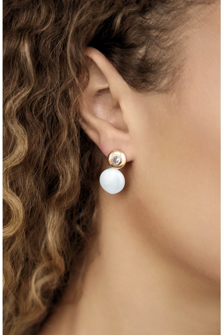 Majestic Freshwater Pearl Drop Earrings, Alternate, color, GOLD