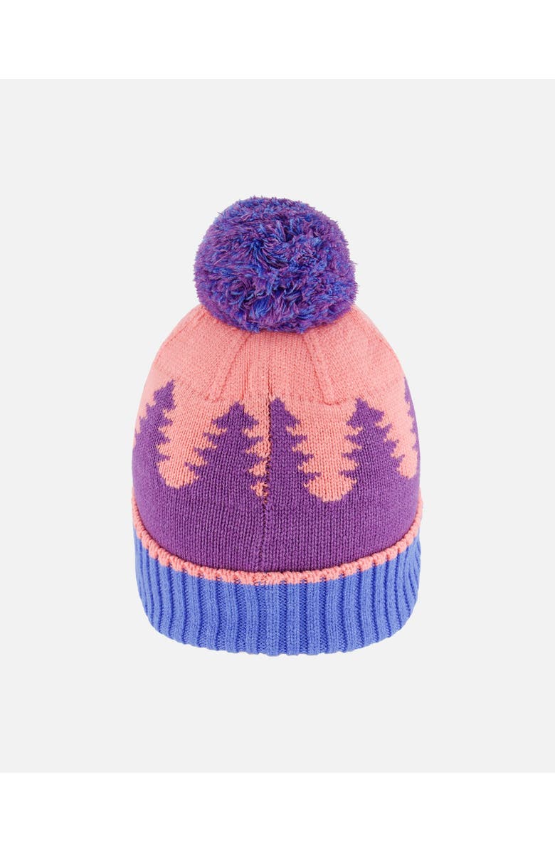 Deux par Deux Girl's Knit Hat Mauve Pine And Blue, Alternate, color,