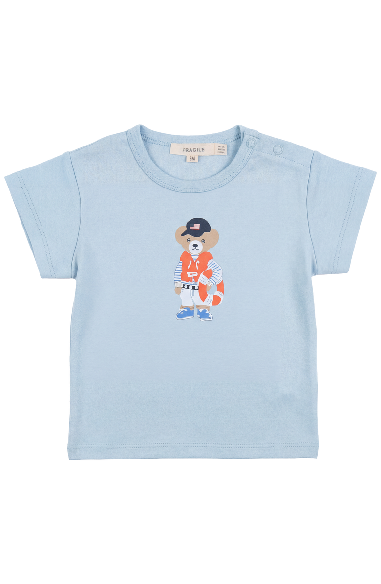 Fragile Cotton Short Sleeve Bear Print Tshirt, Main, color, Blue