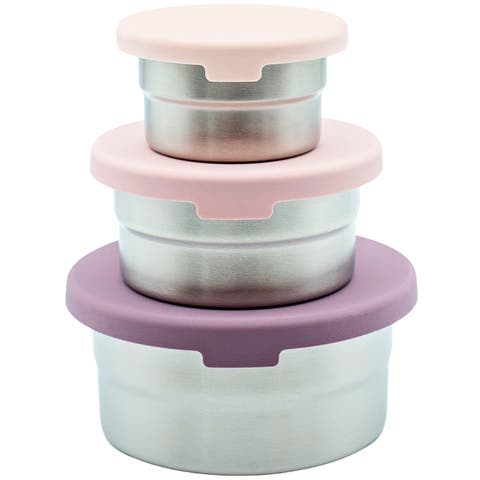 Stainless Steel Food Storage Containers, Leakproof Silicone Lids, BPA-Free - Set of 3