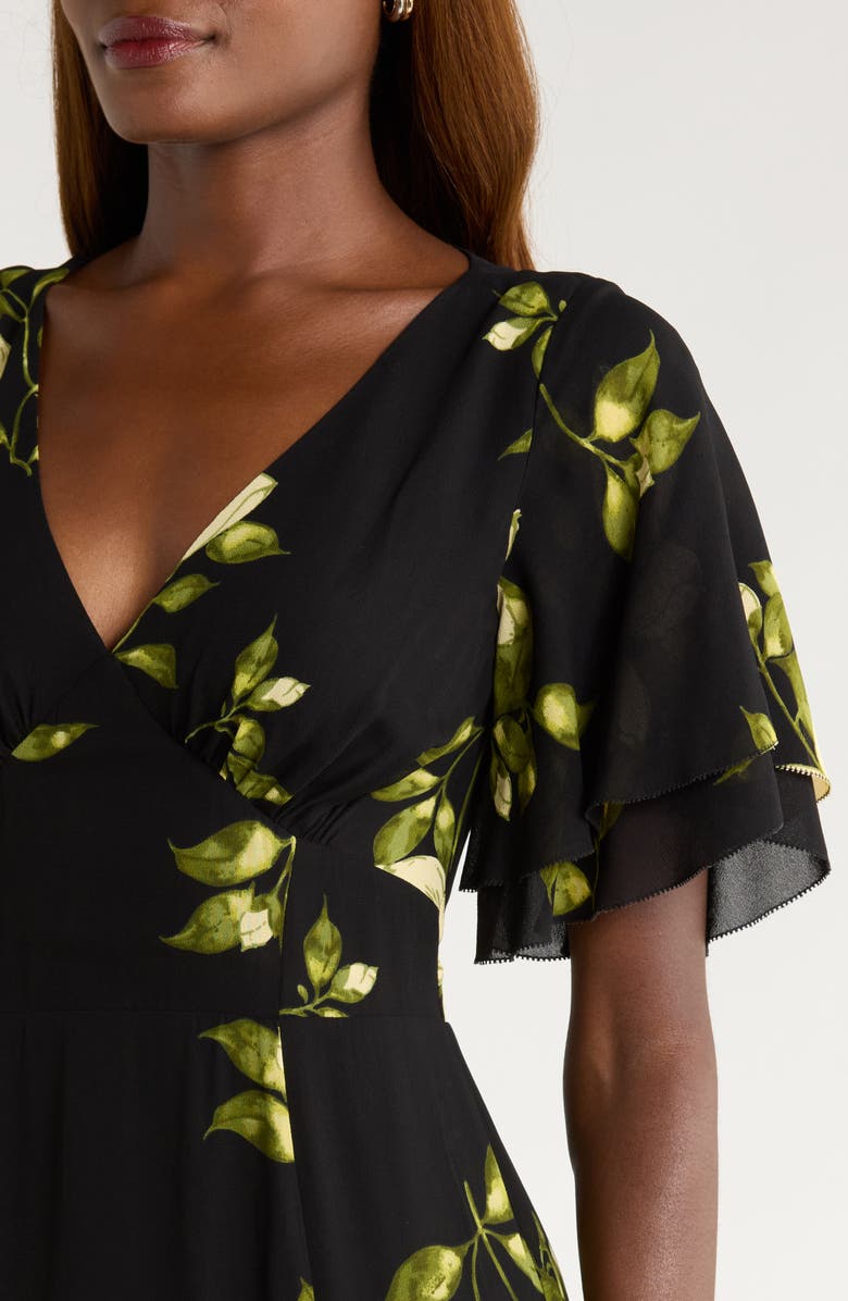 Reformation Salvia Floral Flutter Sleeve Mermaid Dress, Alternate, color, Mood For Love